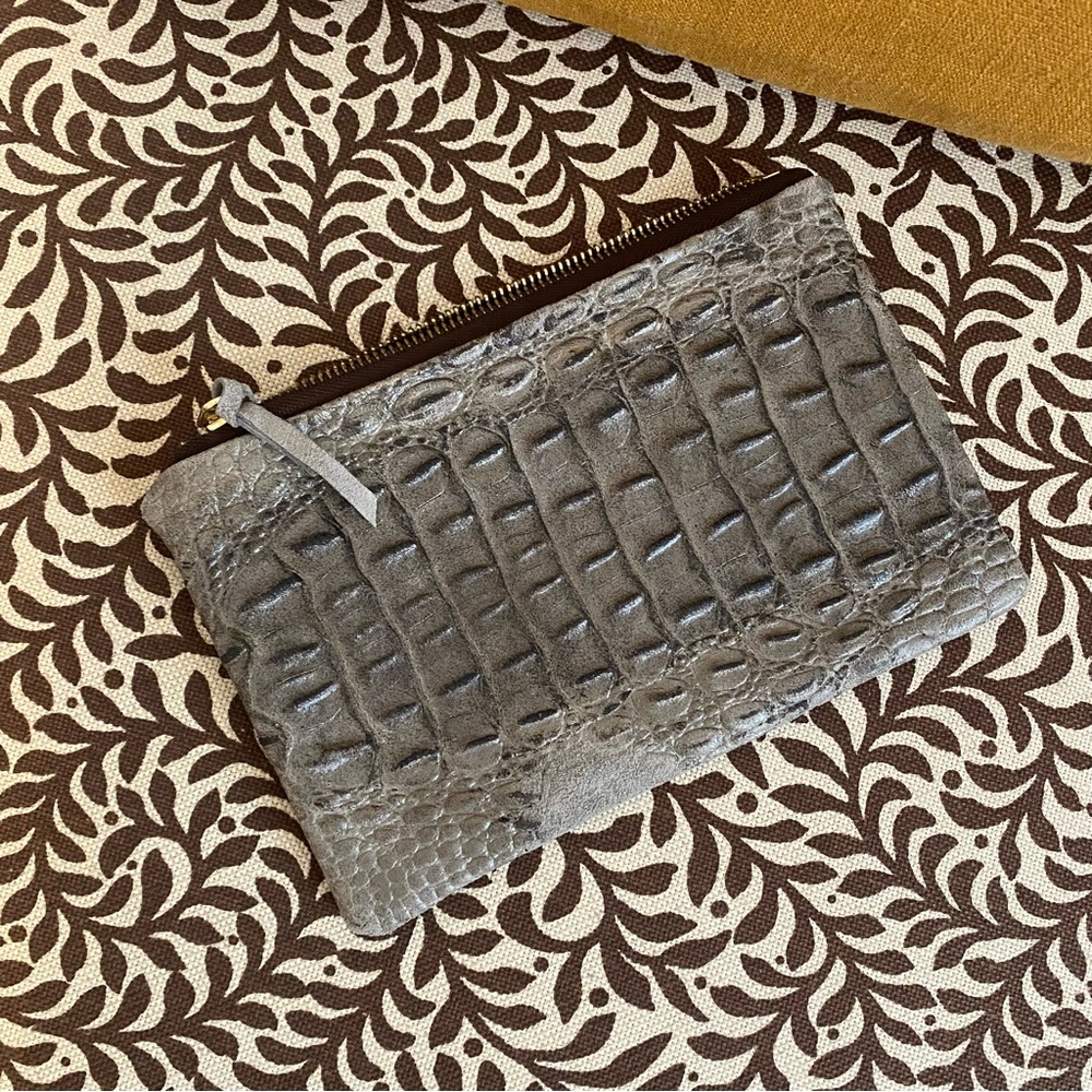 Crocodile Embossed Leather Utility Clutches. Cute trio.
